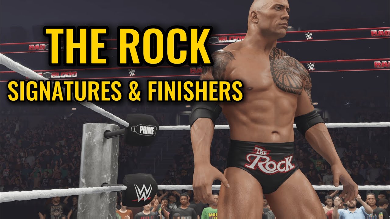 WWE 2K25 The Rock Signature and Finisher Moves (Gameplay)