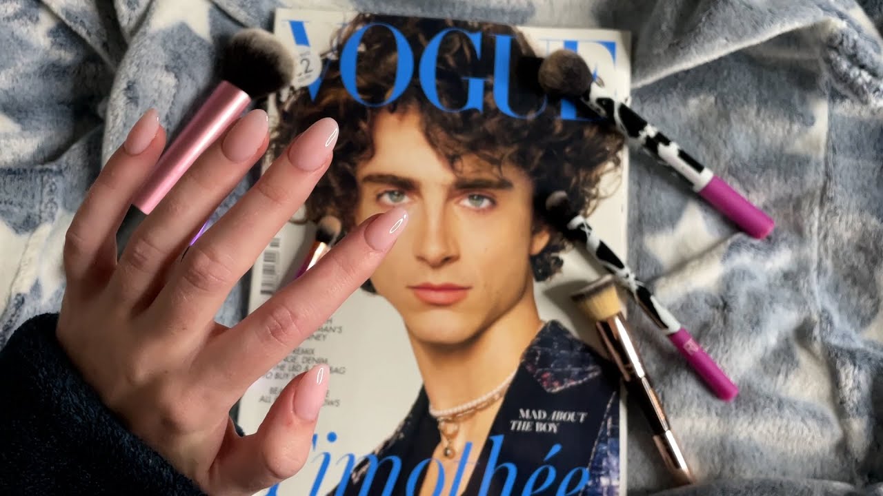 ASMR | LoFi Tracing & brushing Faces In A Magazine (Whispers)