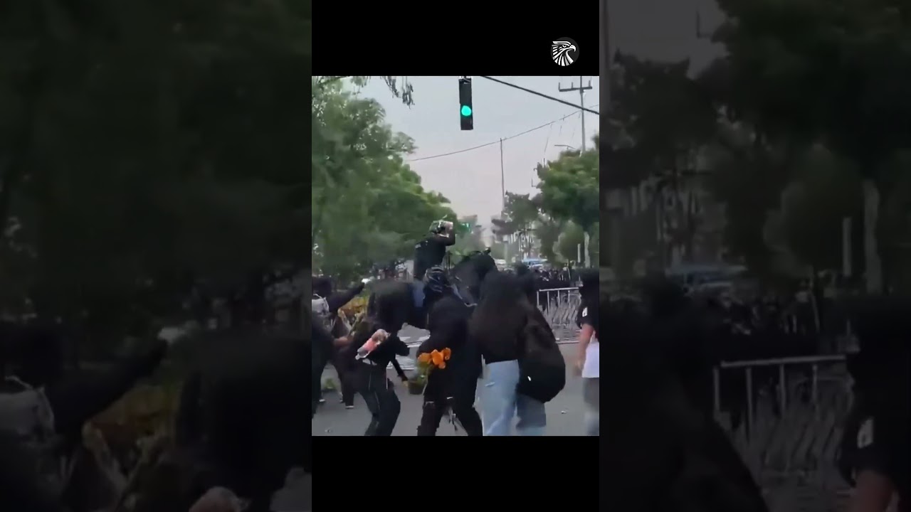 Encapuchados agreden a una polic&iacute;a montada y todo qued&oacute; grabado | Los Presidenciables