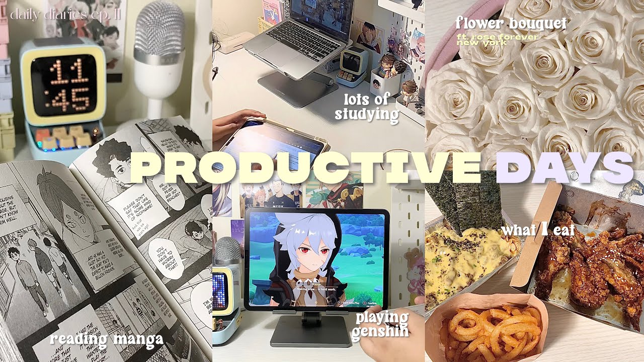 🌹 daily diaries ep 11: productive days, what I eat, manga, school life, flower bouquet & more!