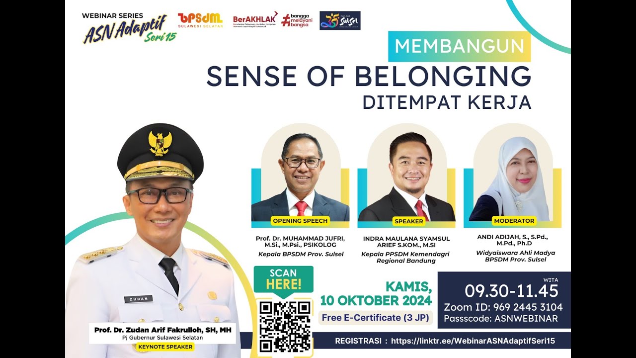 WEBINAR SERIES #15 : MEMBANGUN SENSE OF BELONGING DI TEMPAT KERJA