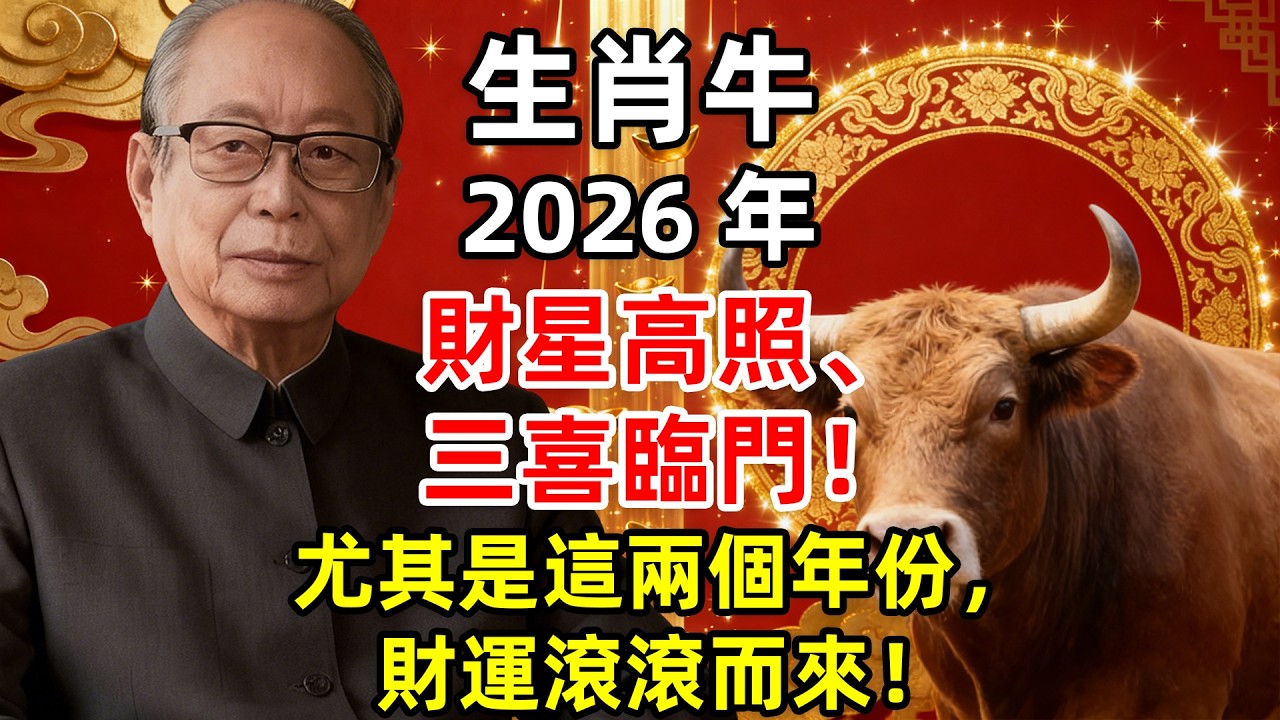 【老邵說生肖】生肖牛：2026 年財星高照、三喜臨門！尤其是這兩個年份的，財運滾滾而來！# 生肖牛 #屬牛人 #2026 年運勢 #馬年 #丙午年 #生肖命理