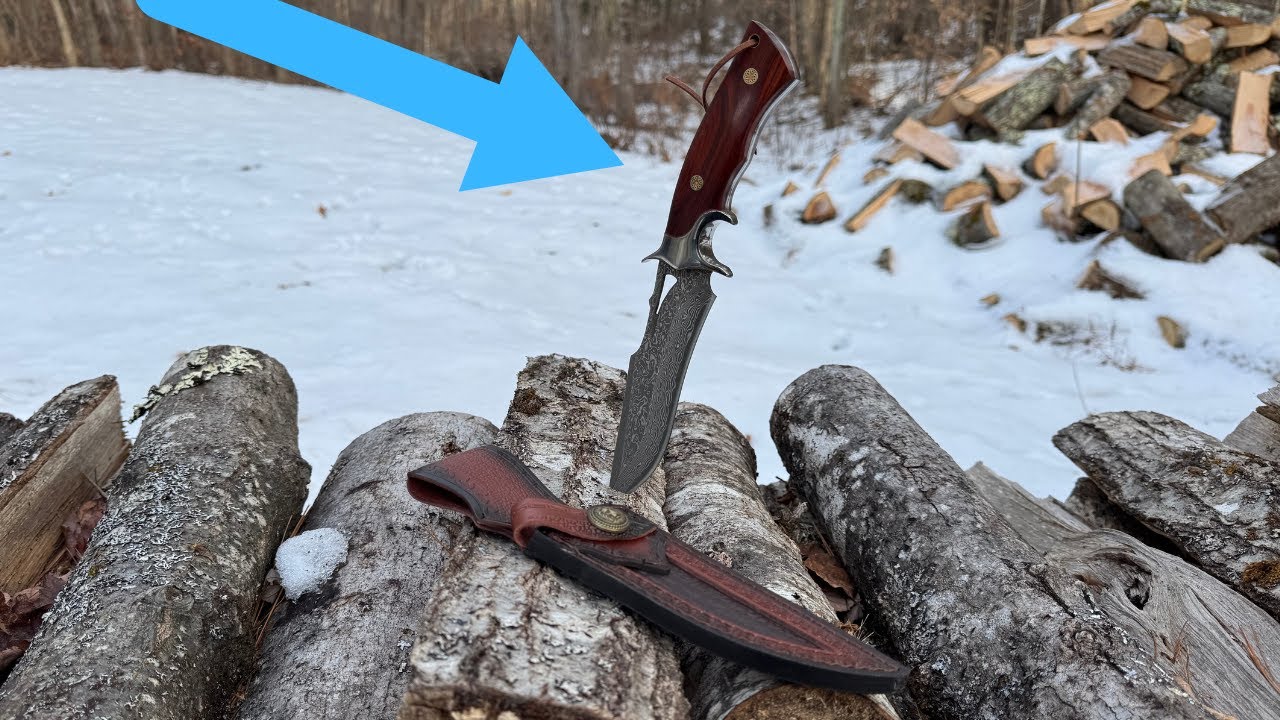 Handmade Damascus Hunting Knife,10.4"Bowie Knife with Sheath, Real Damascus Steel Knives