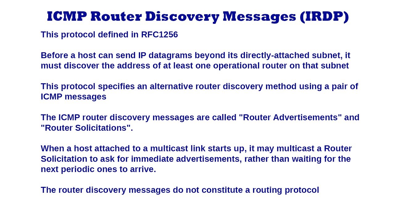 ICMP Router Discovery Messages ( IRDP ) - Introduction
