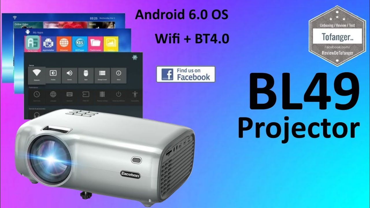 Видеопроектор Excelvan BL49 - проектор BL49 - 2600 люмен - родной 720P - Android 6 - распаковка