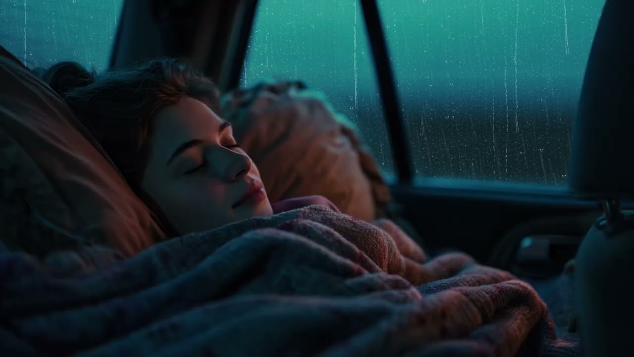 Deep Relaxation with Heavy Rain & Thunder on Car in Wild Storm