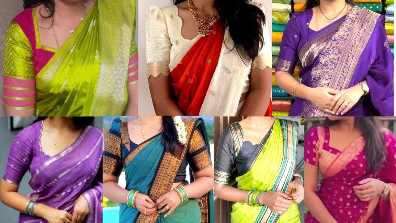 New Pattu Saree Blouse Designs😍Simple Blouse Front Neck Ideas