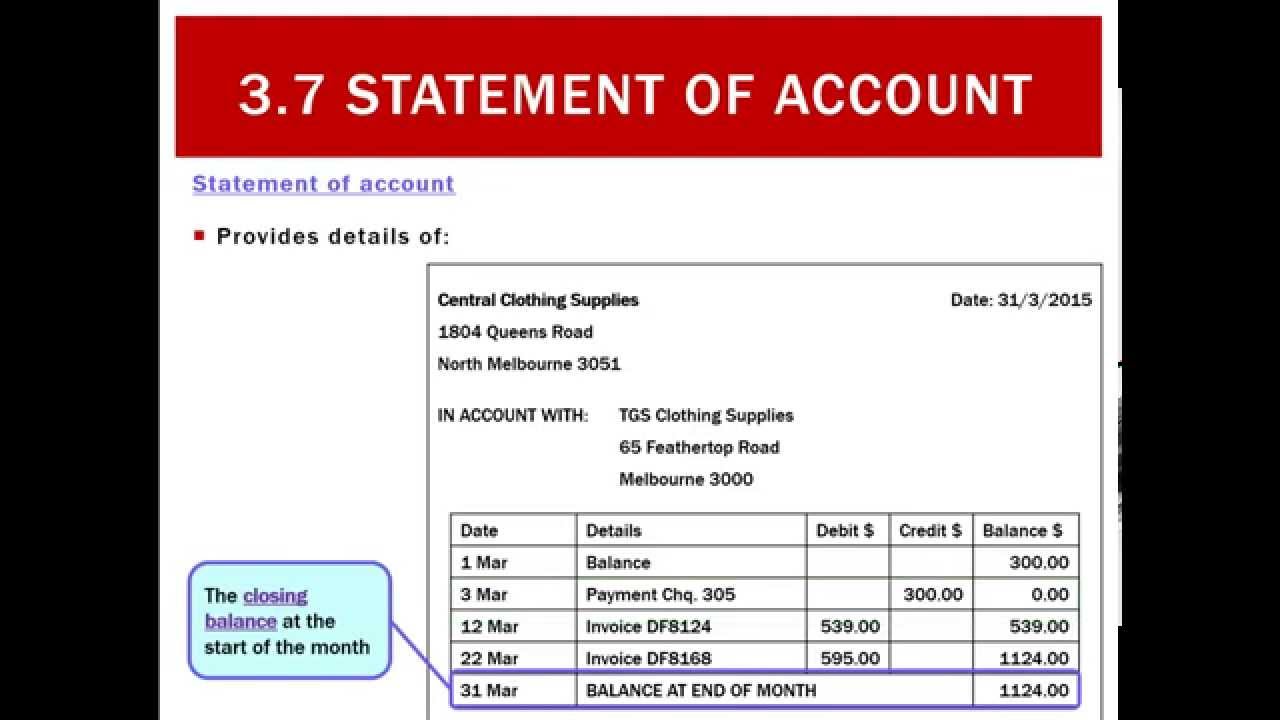 3.7 Statement of Account