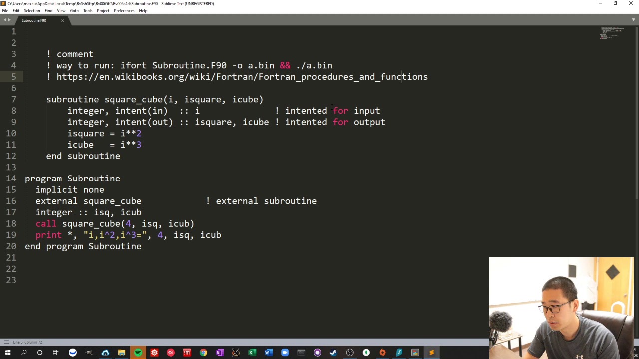 Fortran Subroutine