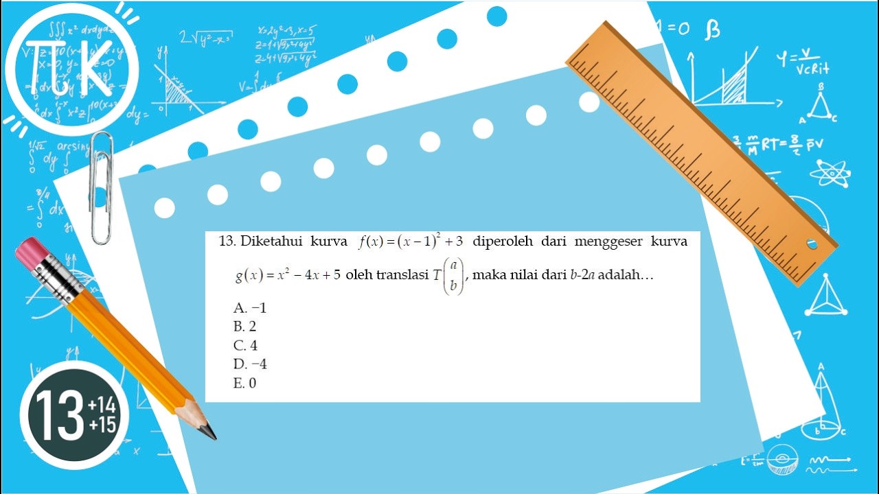 Diketahui kurva f(x)=(x-1)^2+3 diperoleh dari menggeser kurva g(x)=x^2-4x+5 oleh translasi T(a, b)