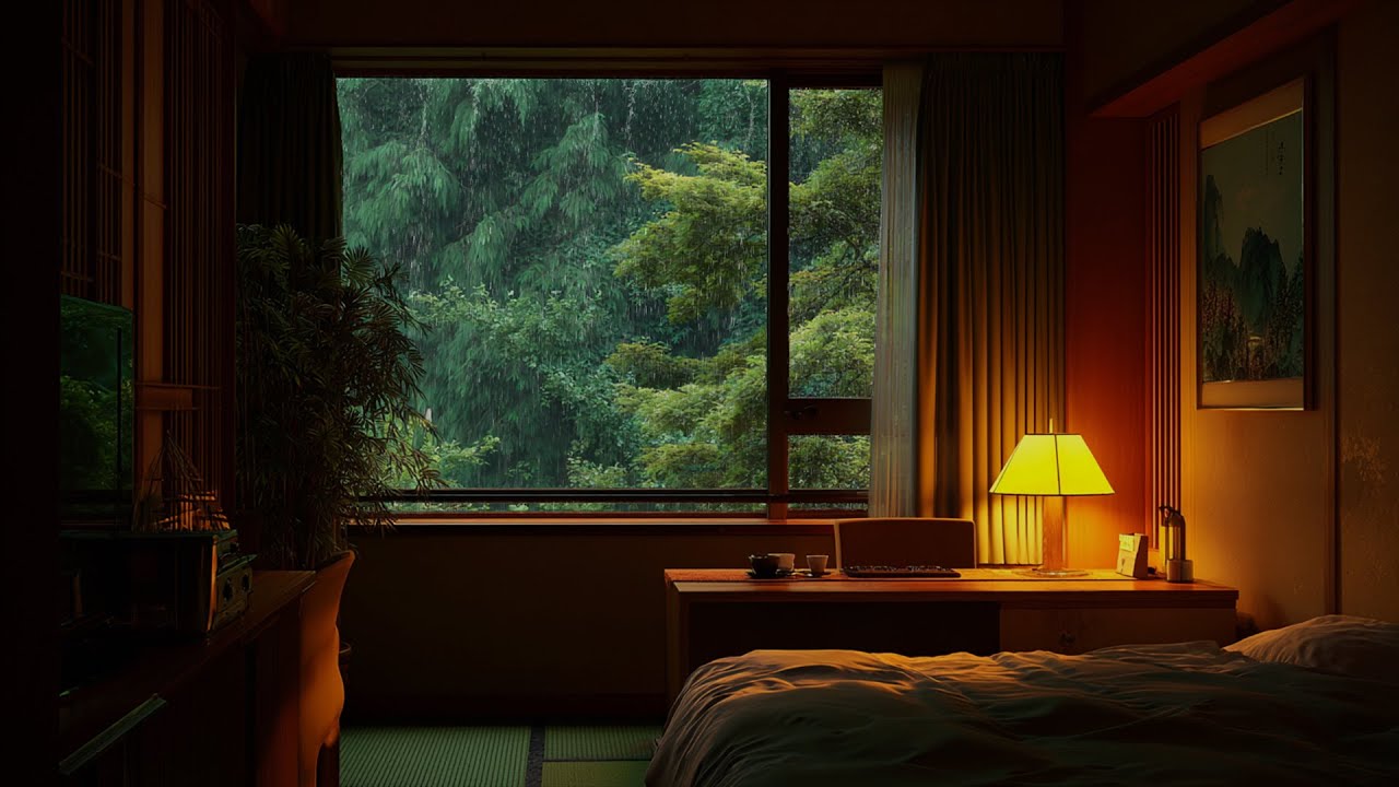 Rainy Night Piano Ambience | Gentle Piano Ambience for Calm Thoughts and Emotional Balance
