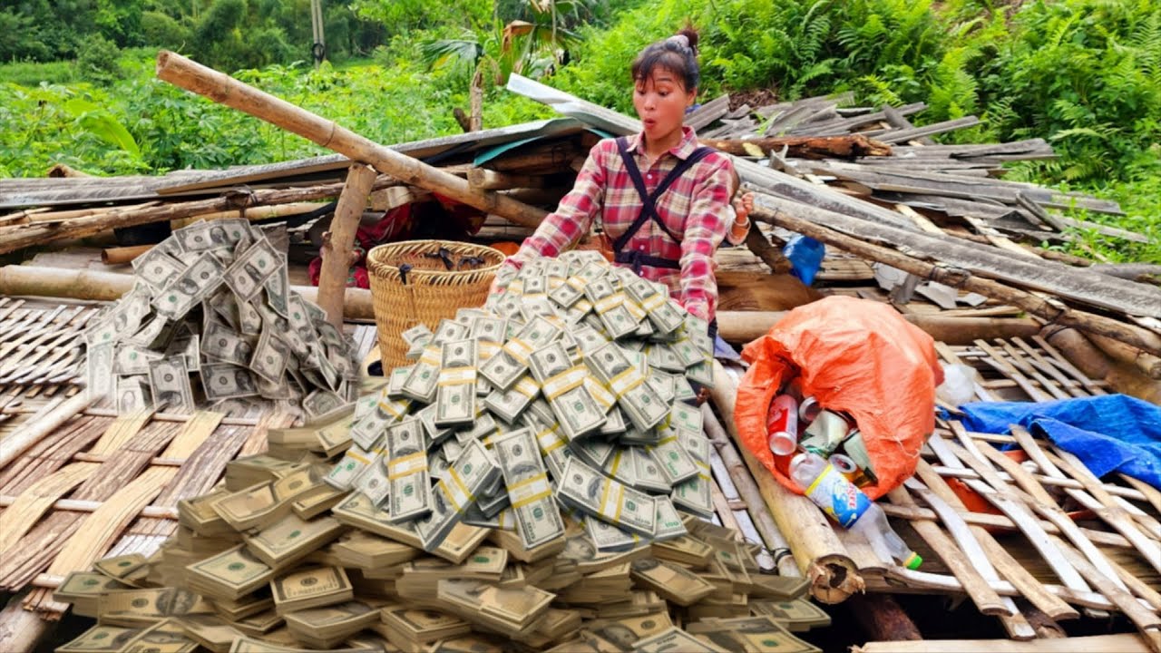 Poor girl unexpectedly found a huge amount of money in an abandoned house destroyed by a storm.