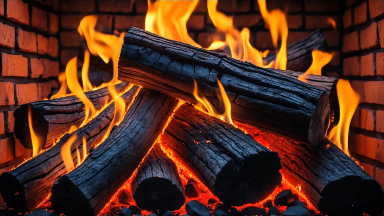 🔥 Cinematic Fireplace Logs | Warm Brick Wall Fire Ambience (No Music)