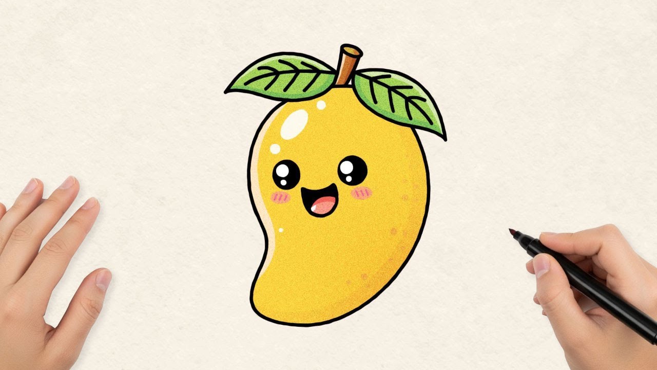 How to Draw a Cute Mango 🍋  Easy Drawing for Beginners & Kids