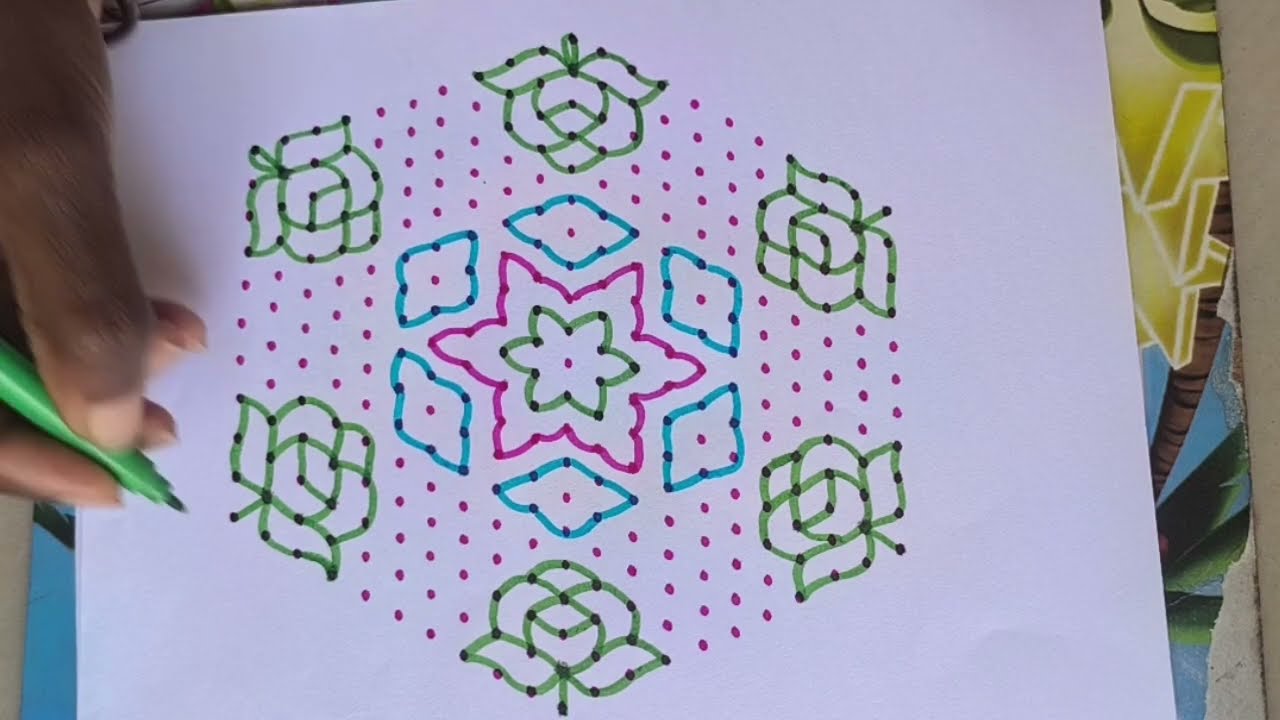 21×11 Dot Big Shankranti special Rangoli| Lotus flower Rangoli mugglu| Easy Basic kolam