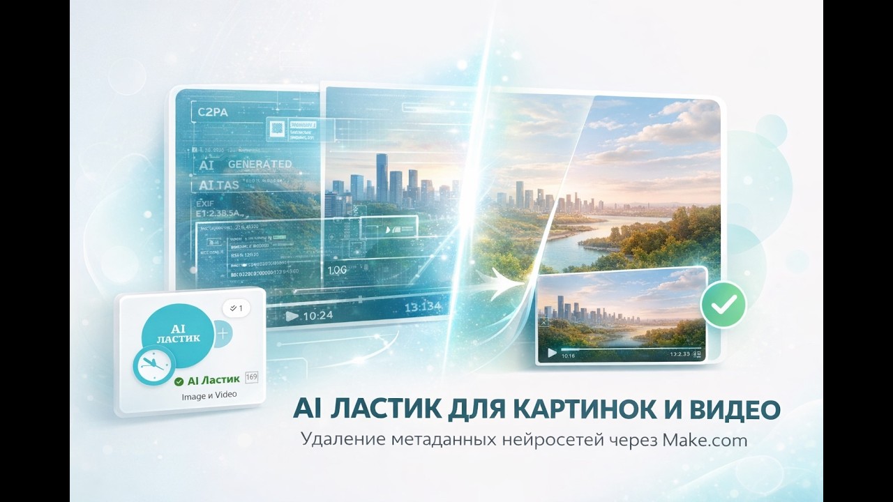 Удаление МЕТАДАННЫХ AI картинок или видео через Make.com