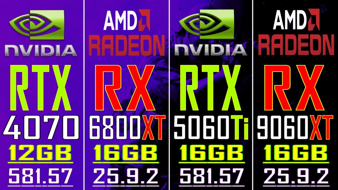 RTX 4070 vs RX 6800XT vs RTX 5060Ti vs RX 9060XT || PC GAMES BENCHMARK TEST ||