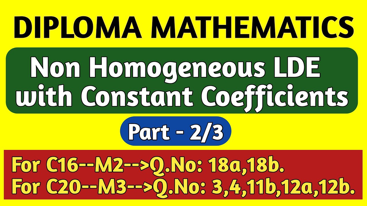 Non Homogeneous LDE with Constant Coefficients-Model2: f(D)y=Sinax (or) Cosax-For C16 & C20-Part-2/3