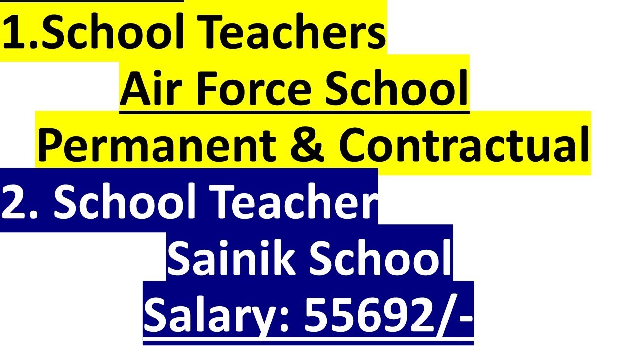 School Teacher Jobs at Sainik School and Air Force School