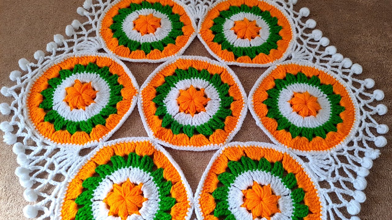 Crochet Thalposh New Design Tikki Thalposh new desig woolen round table cover ♥️