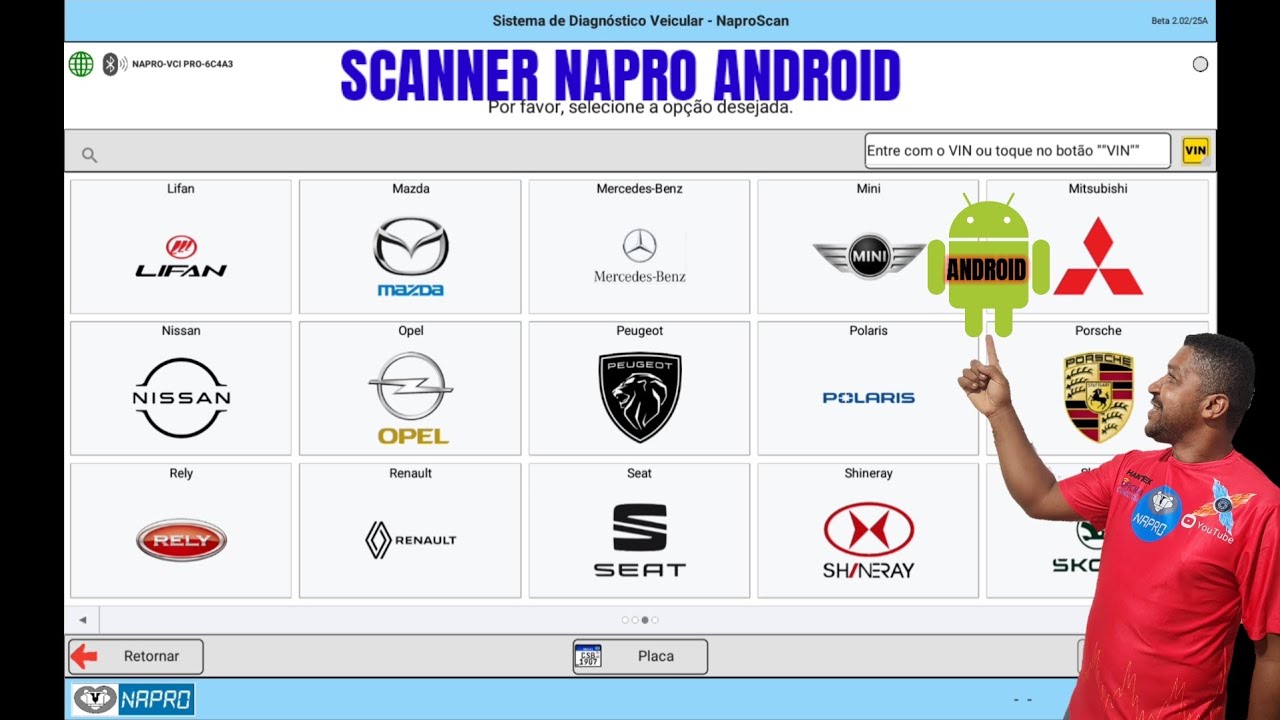 scanner automotivo napro VCI pro 2 k Android melhor  custo benefício do mercado