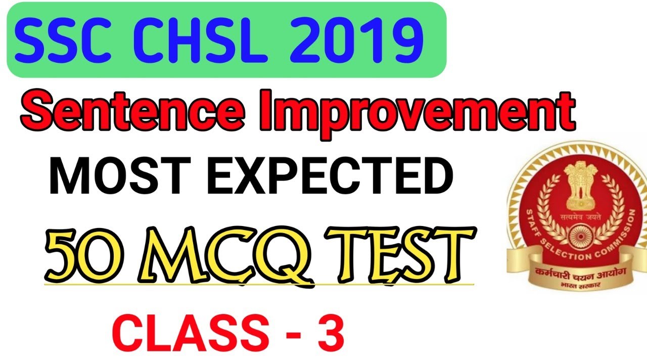 ssc chsl 2019 || sentence improvement expected 50 mcq || ssc crckers live || grammar class