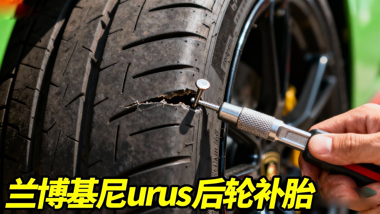兰博基尼Urus后轮扎钉补胎实录｜专业技师精修每一步，豪车维修不容出错