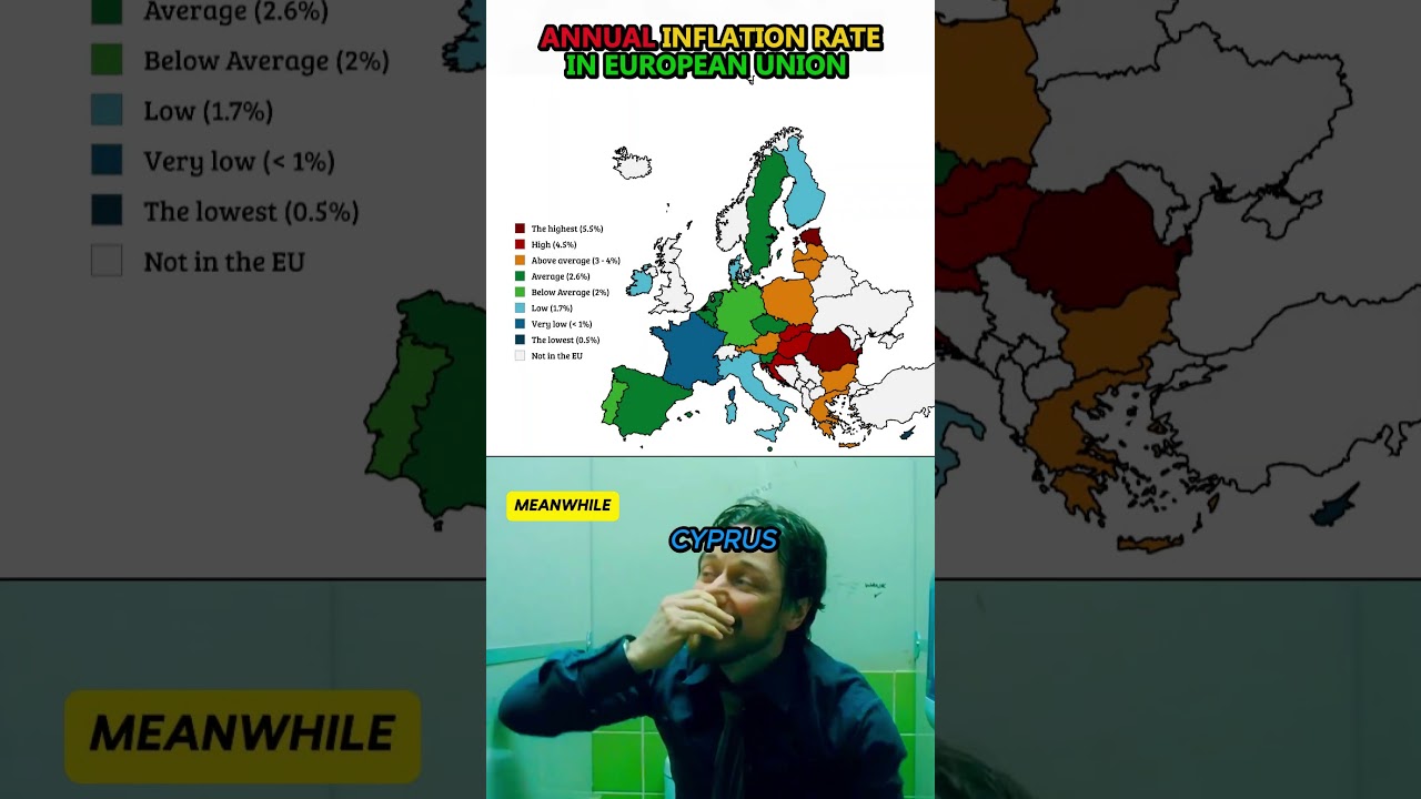 Annual Inflation Rate in the European Union #map #geography #countries #europe #shorts