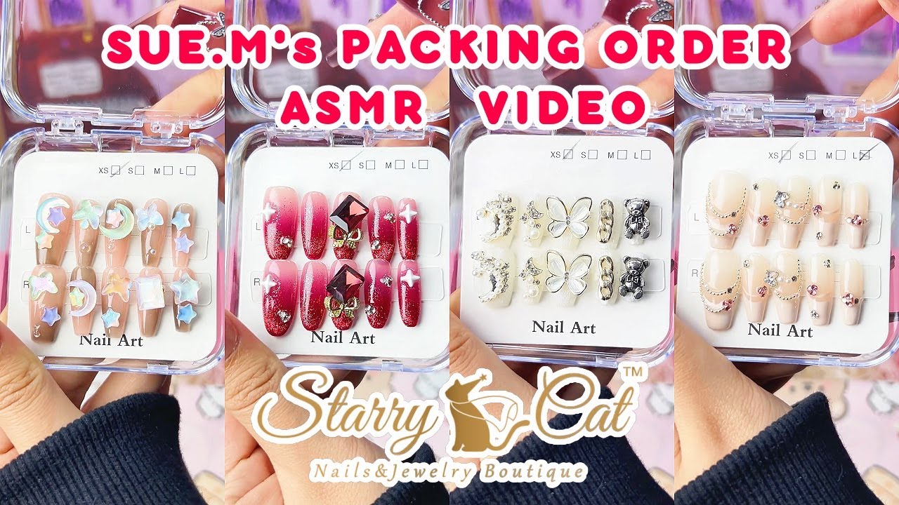 STARRY CAT LUXURY NAIL ART SUPPLIES PACKING ASMR | GENTLE TAPPING & WRAPPING