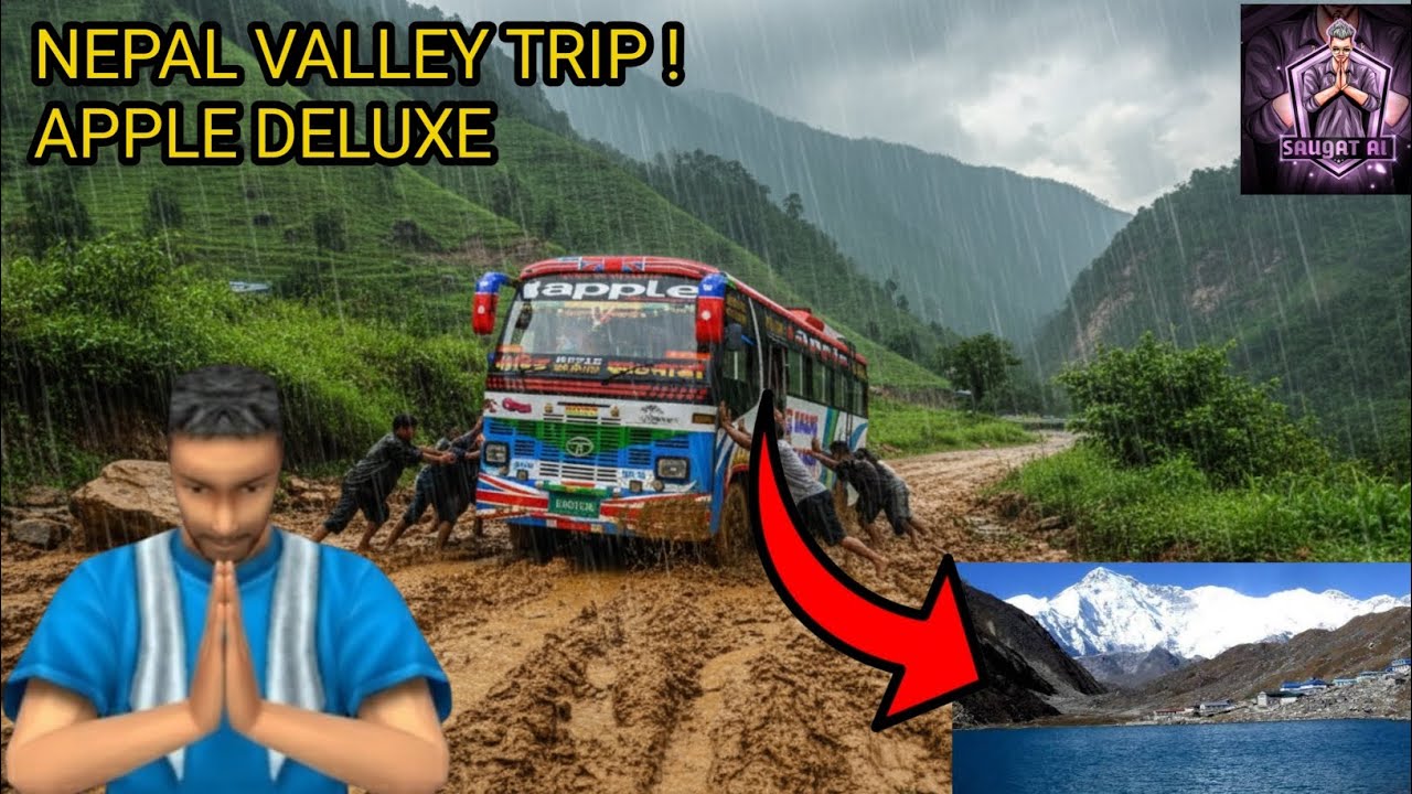 NEPAL VALLEY TRIP! Apple Deluxe Bus vs Extreme Mud & Rain 🌧️ | BUSSID Nepal