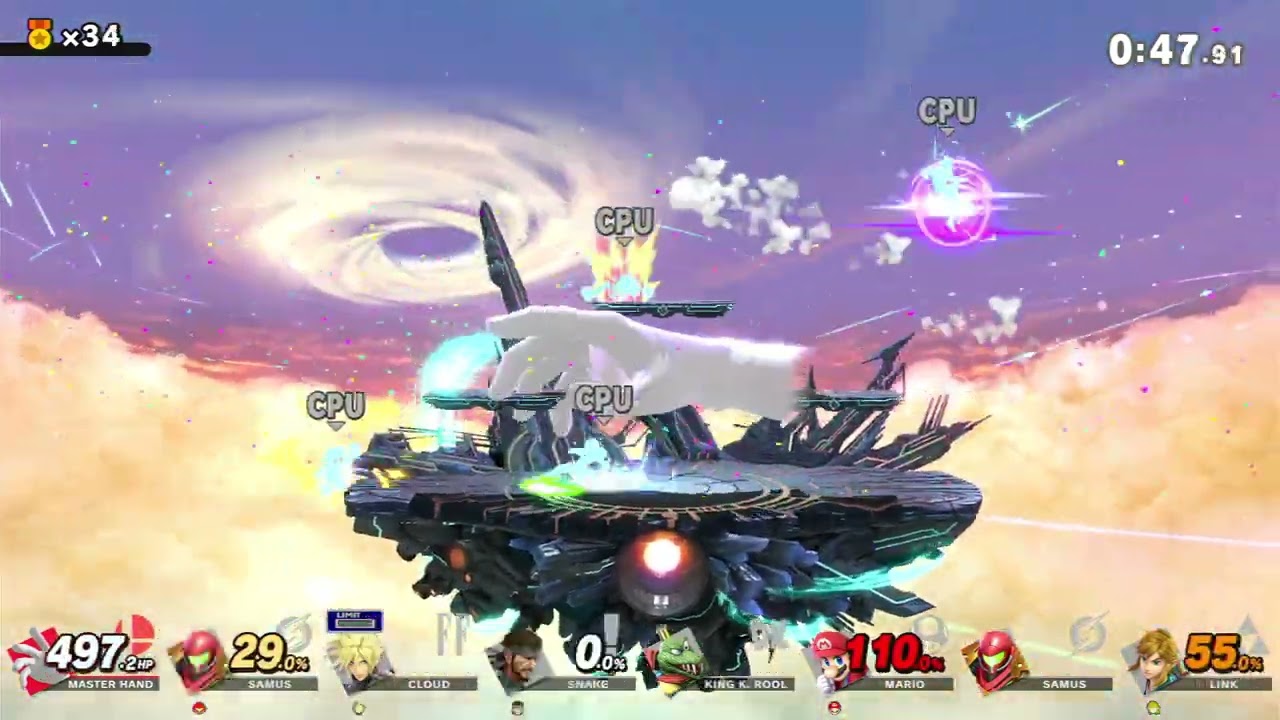 Super Smash Bros Ultimate World of Light: Master Hand vs 50 Puppet Fighters