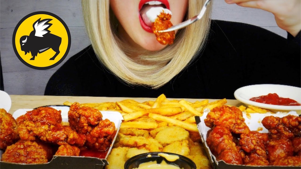 ASMR BUFFALO WILD WINGS (Boneless Wings, Fried Pickles, Fries) | No Talking