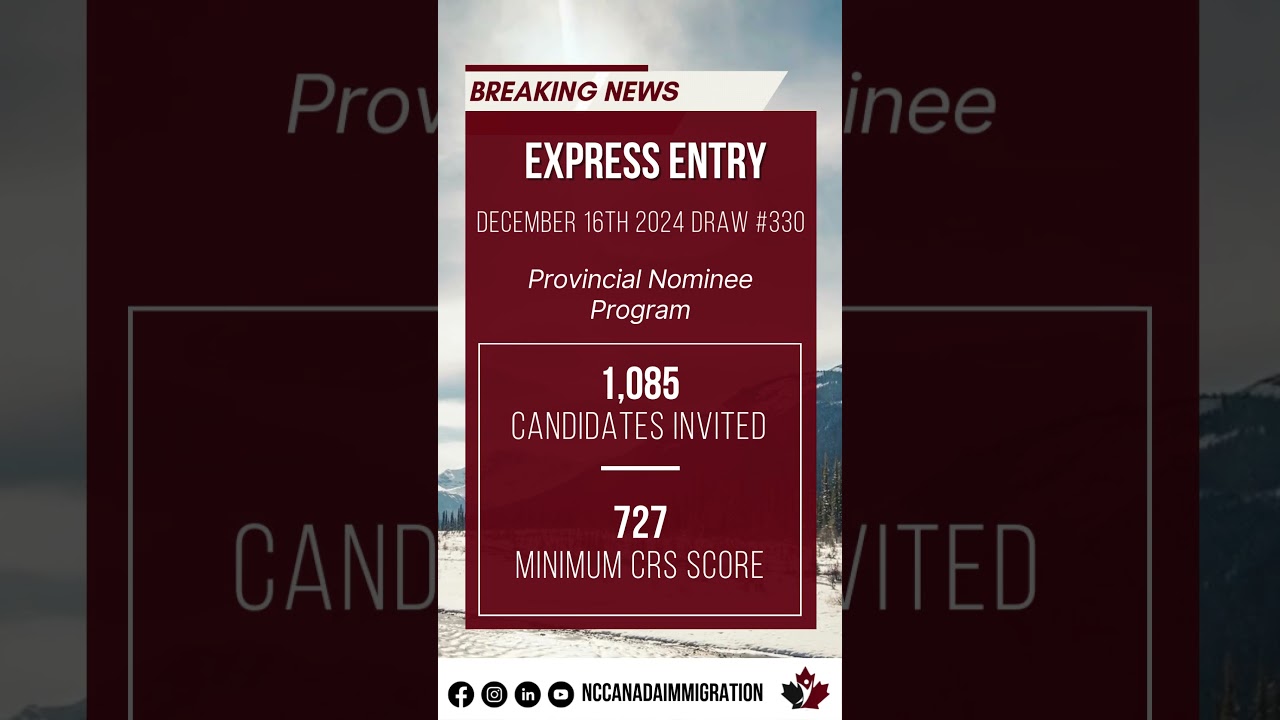 Express Entry December 16, 2024 | Provincial Nominee Program #shorts #expressentrydraw