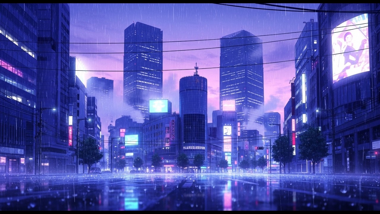 Relive 1980s Lofi City Vibes 🎷 Rainy Lofi Music Mix for Sleep, Study, and Focus 📚 Lofi Rain Playlist