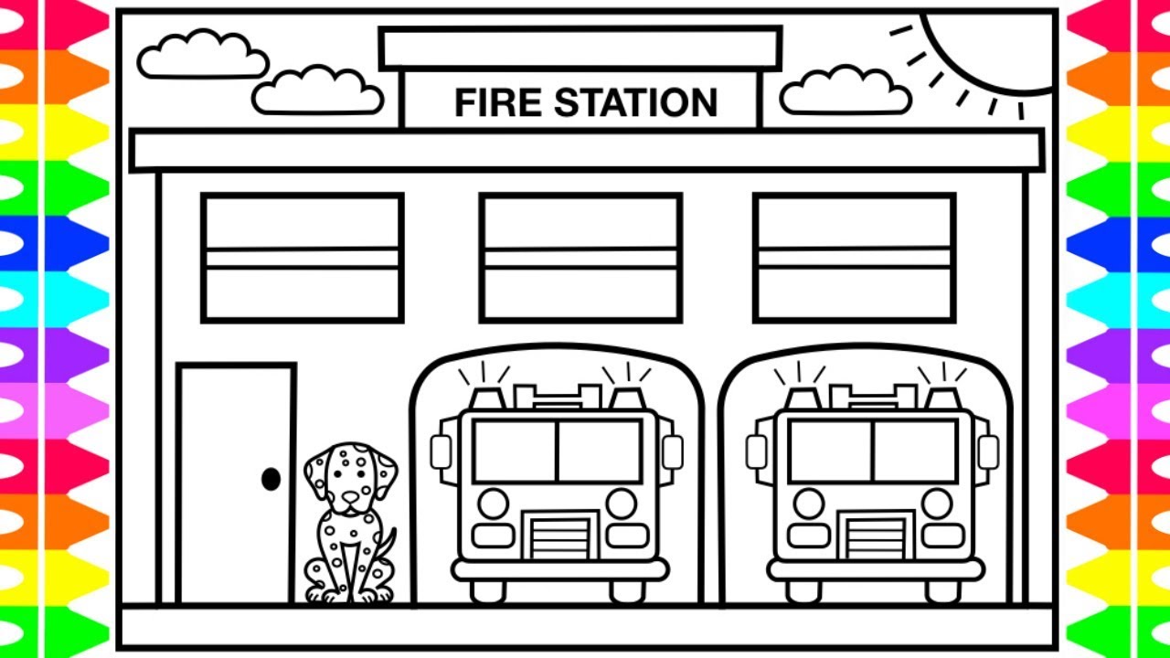 How to Draw a FIRE STATION for Kids 🚒🔥Fire Station Drawing | Fire Station Coloring Pages for Kids