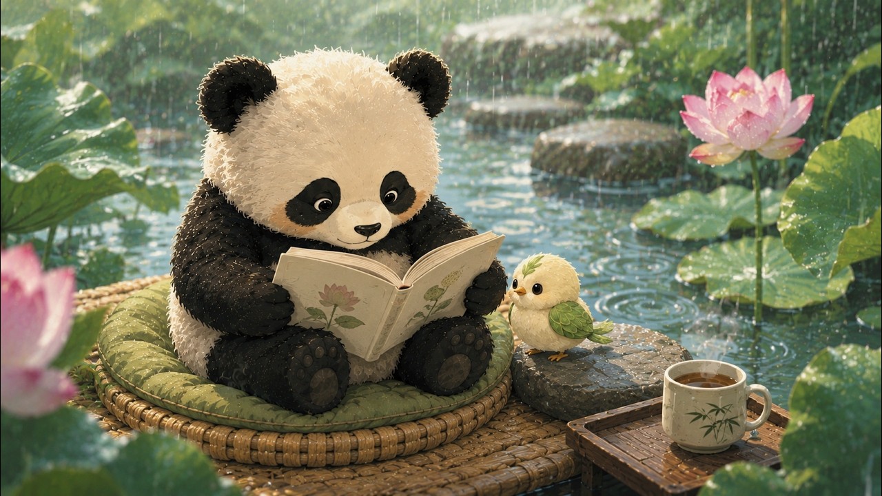 Rainy Day Lofi 🌧️ Peaceful Lotus Pond for Reading, Studying & Relaxing