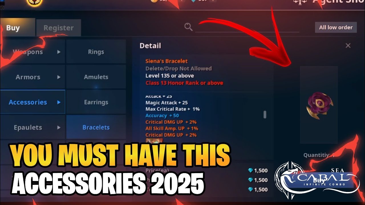 BEST ACCESSORIES FOR ANY CLASS IN CABAL INFINITE COMBO SEA 🔥