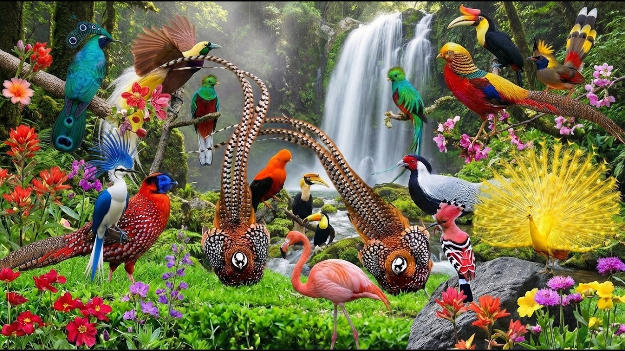Healing Jungle Bird Sounds 🌴🦚🦩🦜🍁🌺#AnxietyRelief #PeacefulSounds #BirdLife #WildBirds
