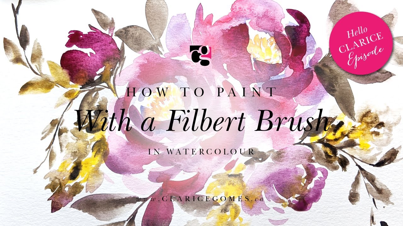 How to Paint Watercolour Florals With a Filbert Brush - Hello Clarice Tutorials