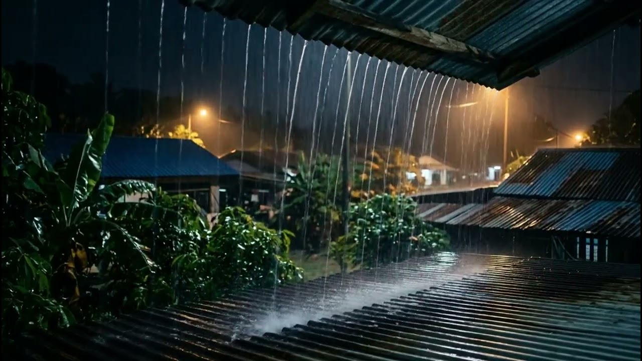 🔴 Rain on a Tin Roof for Sleeping, Deep Sleep with Heavy Rain & Thunder on Metal Roof at Night