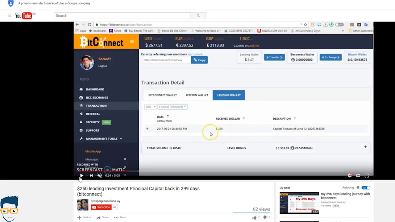 Lend capital release proof here Bitconnect
