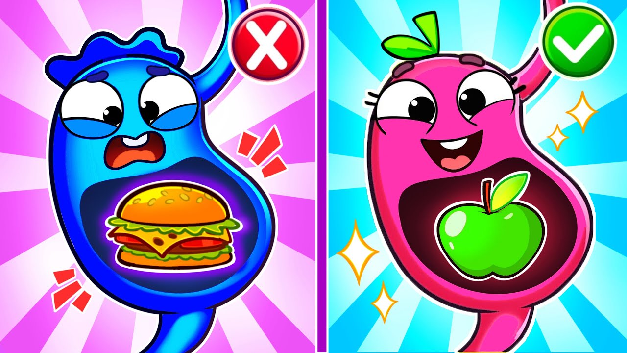 Junk Food and Healthy Food REMIX 🌮🍕🥪Bubbly tummy More Kids Tales by Pit & Penny Tales #forkids