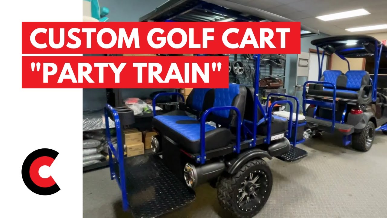 Extreme Custom Golf Cart with Tag-a-Long Golf Cart Trailer - BA Carts Party Train