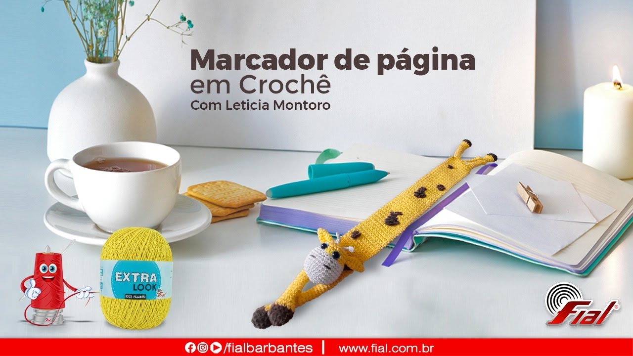 Lindo Marcador de Página em Crochê — Com Formato Fofo de Girafa |Fial Barbantes