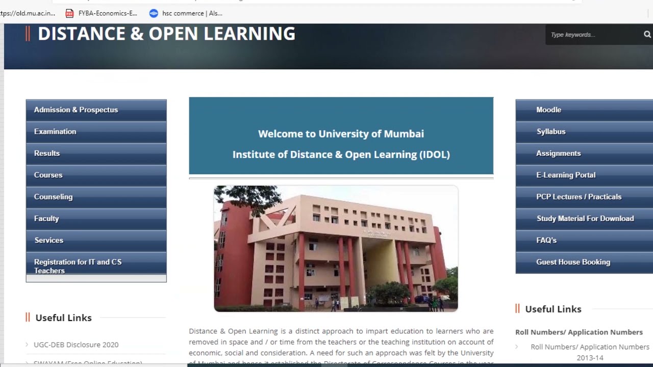 IDOL Online Examinations Update 2021 FYBCOM Exam  FYBA Exam  IDOL Mumbai University 2021