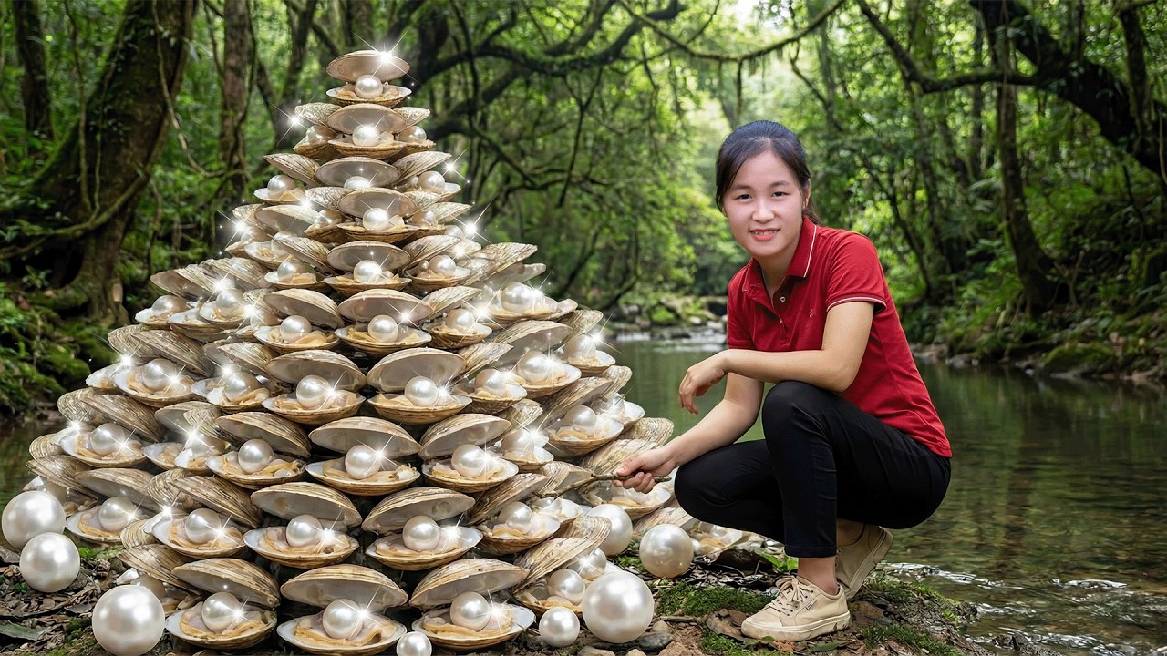 99 Days Harvesting 1000+ Kg Pearls On The Stream To Sell At Market | Raising GIANT Clams for Pearls