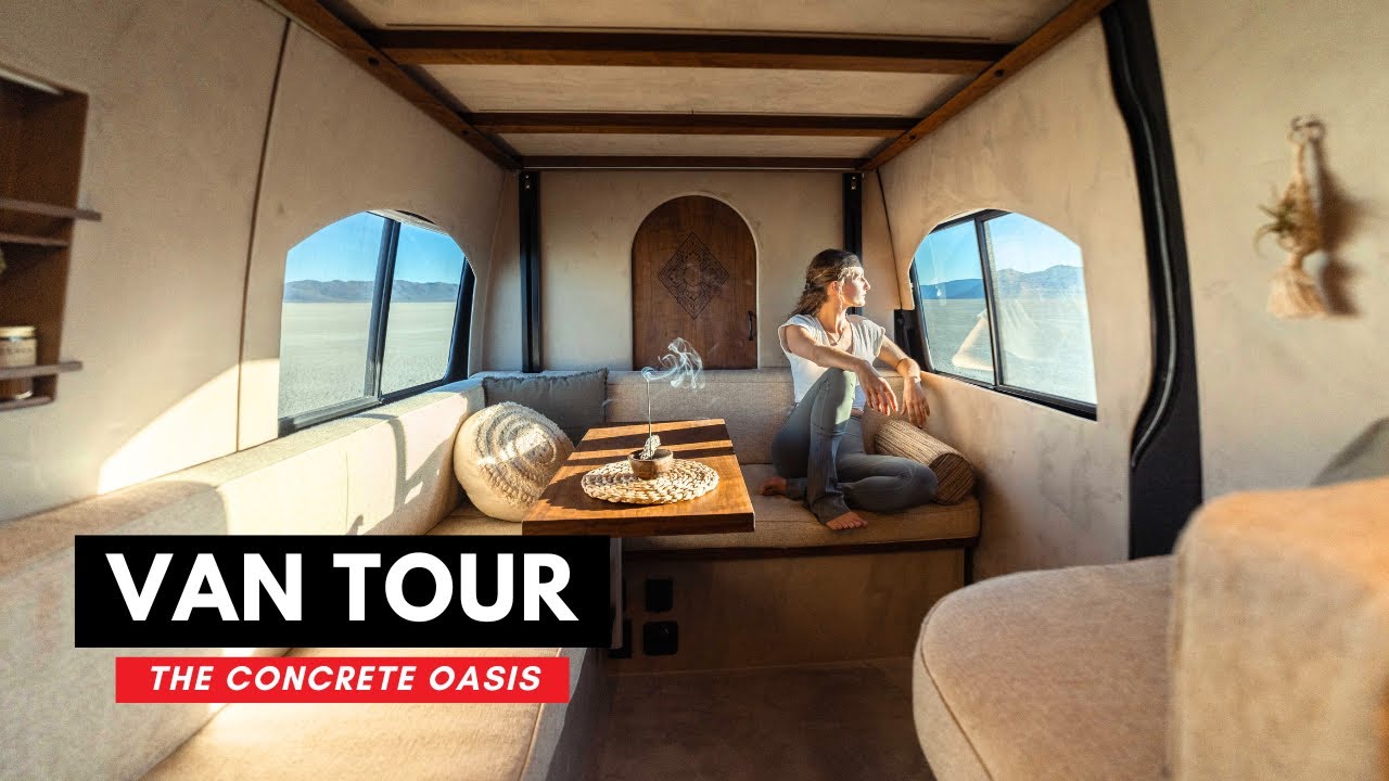 The Most Beautiful Sprinter Van Ever Built! Incredible SHOWER, Huge Seating Area // Concrete Oasis