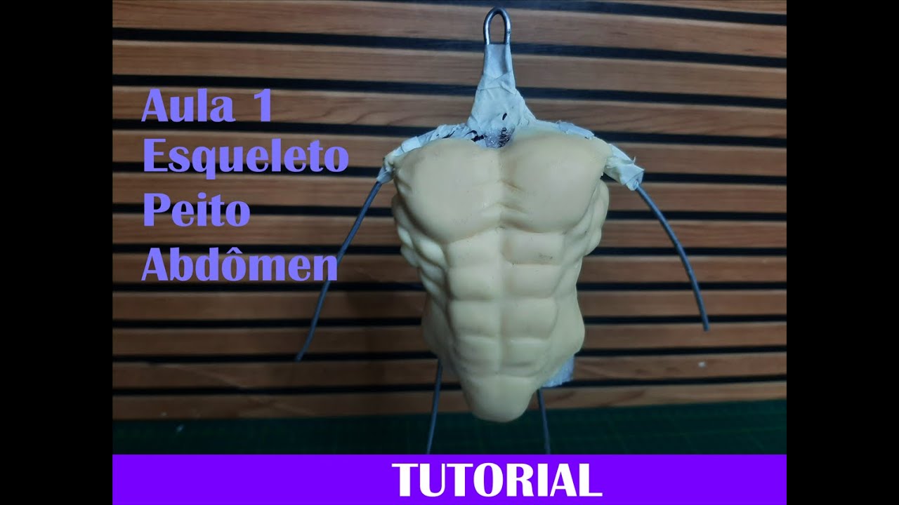 01-Tutorial corpo masculino musculoso em biscuit - Peito e Abdômen. Modelagem