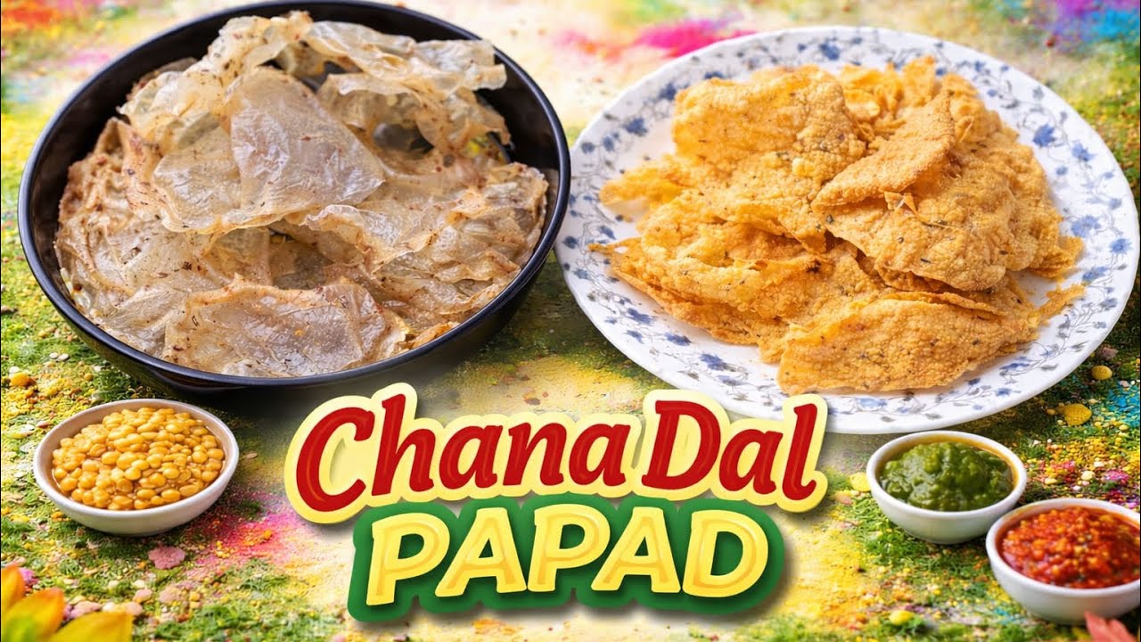 Holi Special Chana Dal Papad | Homemade Crispy Chane Dal Papad Recipe