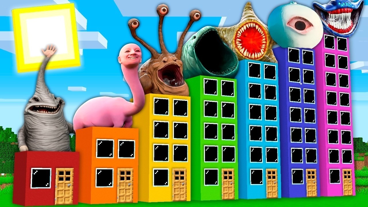 SURVIVAL in HOTELS with HUMAN HEAD SEA MONSTER | BLOOP | STARFISH | SEA EATER in Minecraft Animation
